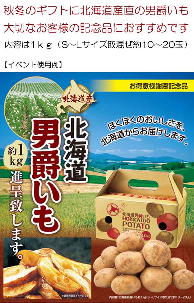 粗品・景品・プチギフト・ノベルティ・記念品の粗品屋本舗　北海道男爵いも１ｋｇ