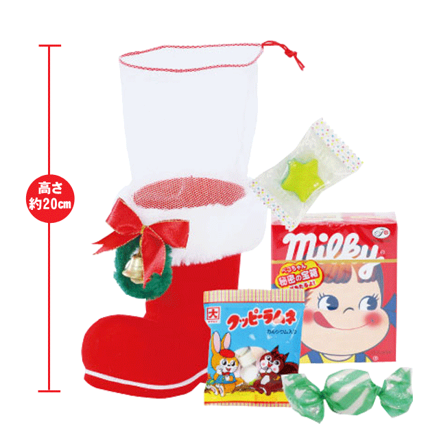 粗品・景品・プチギフト・ノベルティ・記念品の粗品屋本舗　クリスマス！お菓子リースブーツＷＢ５０